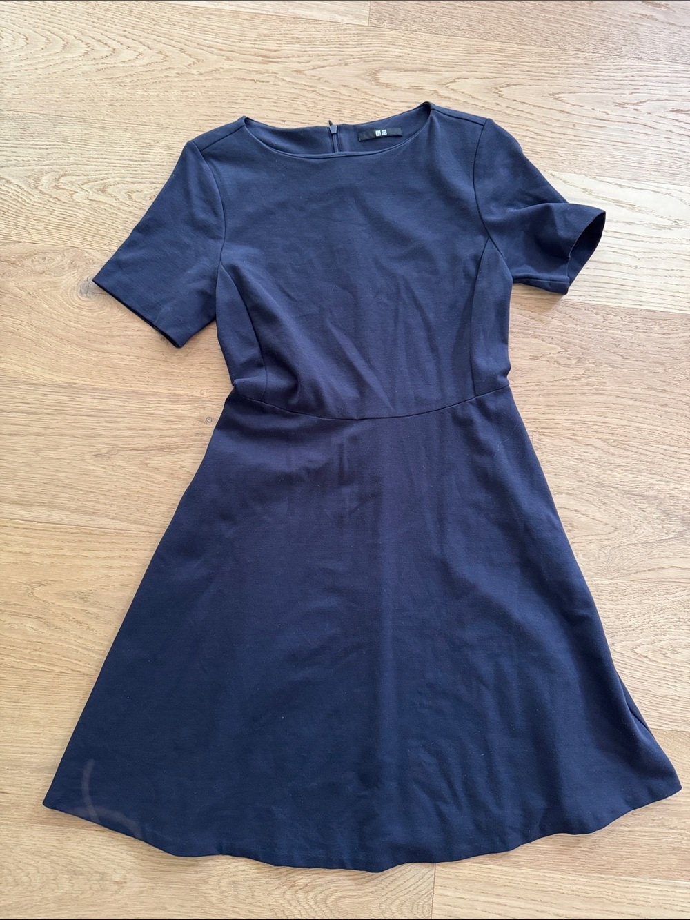Classic Navy Short-Sleeve A-Line Dress